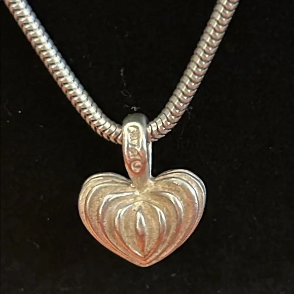 Lagos Caviar 925 Ribbed Puffy Heart Pendant w-925 16” Snake Chain - Picture 2 of 6